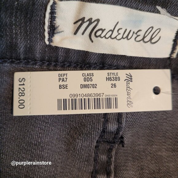 Madewell Jeans 26 Curvy Skinny High Rise Tummy Control Black Sea Wash H6389 NWT - Picture 5 of 15